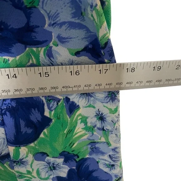 Talbots Botanical Garden Blue Green Long Sleeve Dress Floral 14 - Picture 5 of 8